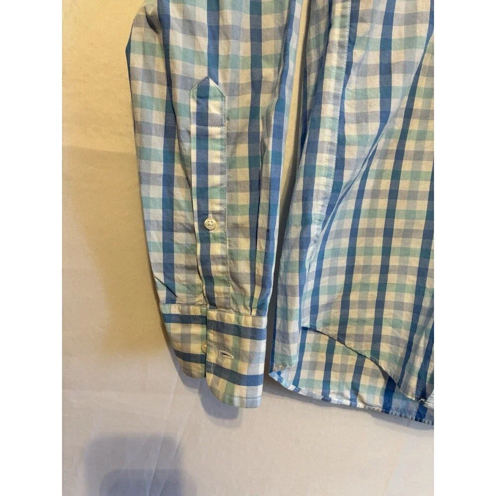 J.Crew Slim Fit Blue Plaid Button Down Shirt Mens Small Cotton Casual - Picture 5 of 9